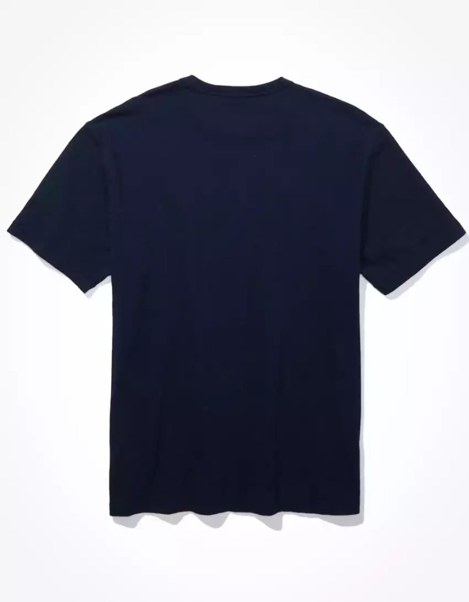 T Shirts American Eagle AE Super Soft Slub Bleu Marine Homme | QIO-05532837